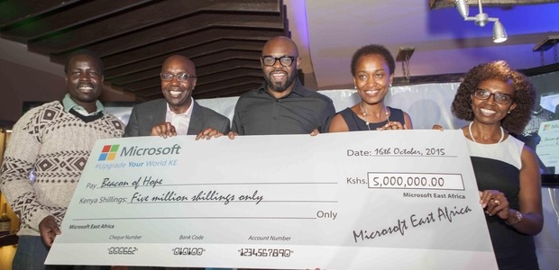 Microsoft awards 5 winners of the #UpgradeYourWorldke with Ksh 5,000,000 each