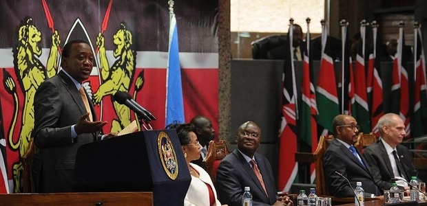 The President of Kenya, Uhuru Kenyatta, speaking during the launch.