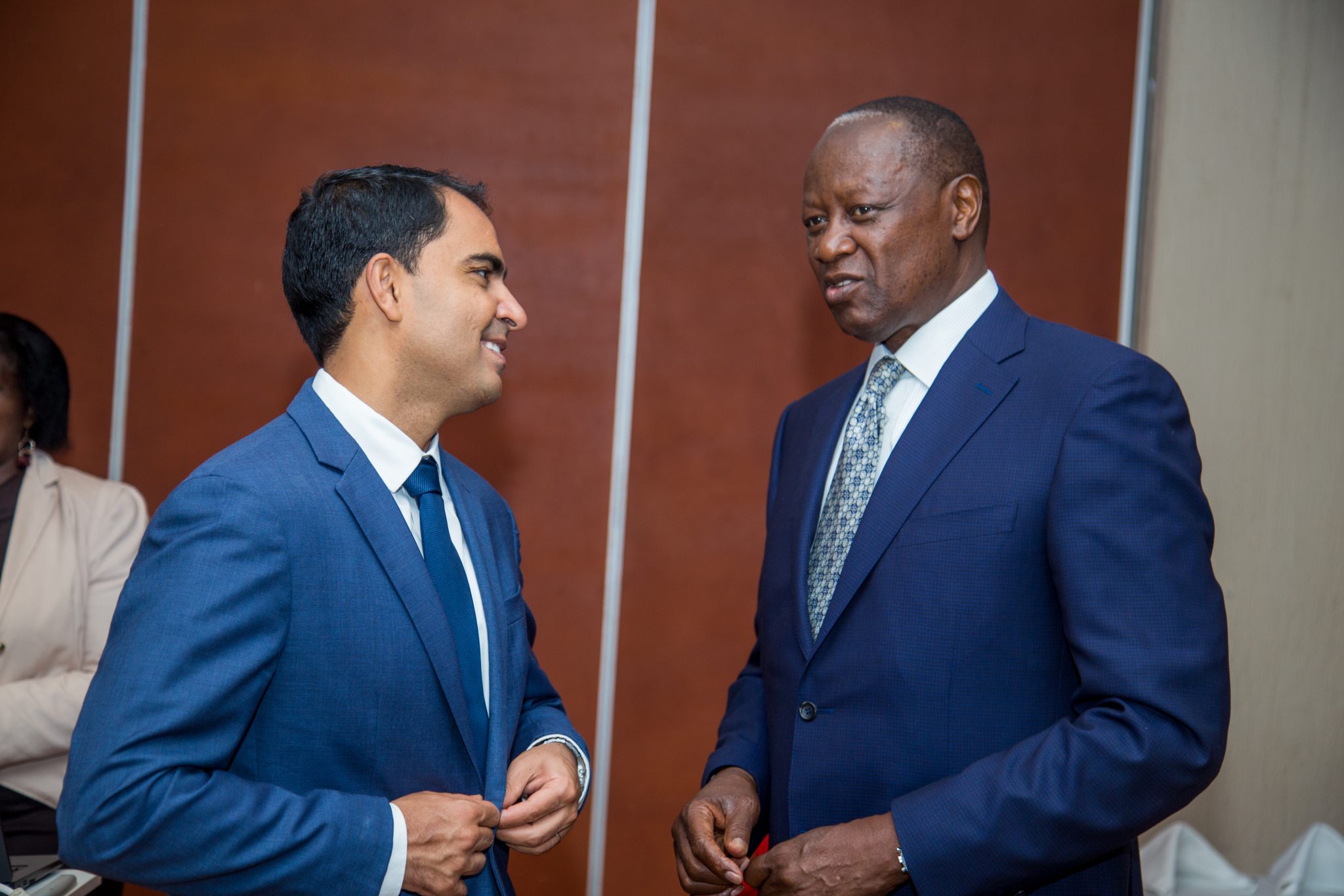 From Left Liquid Telecom CEO Adil Youseffi with James Rege KETRACO's chairperson at the press briefing