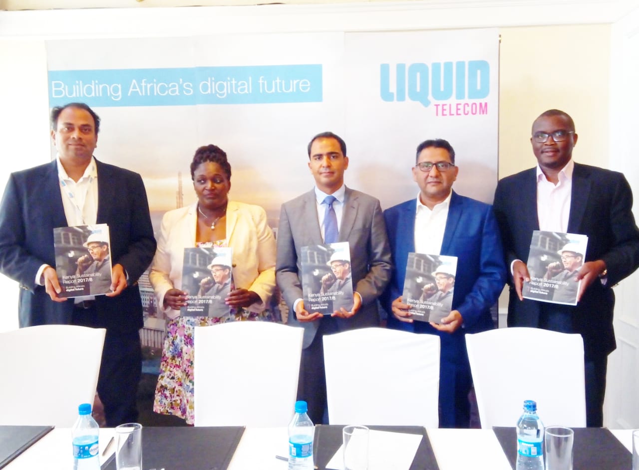 Kenya's Liquid Telecom lead team during the launch of Sustainability