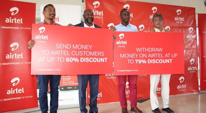 Airtel Uganda officials anouncing their new mobile money rates on