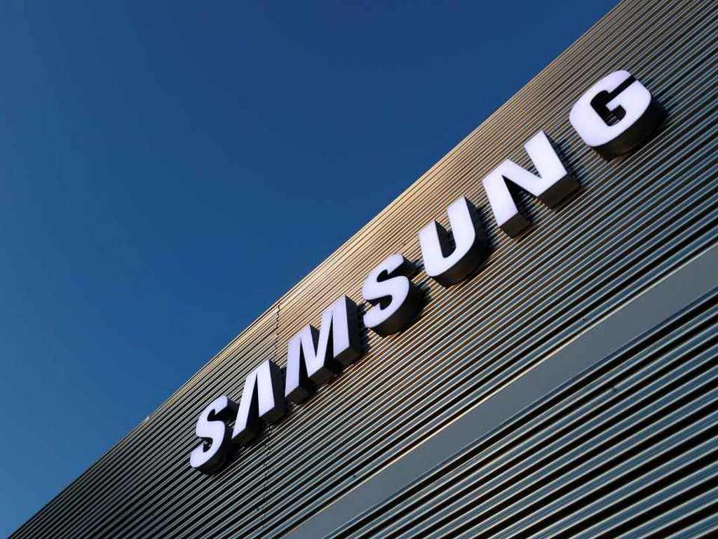 The logo of Samsung is seen on a building during