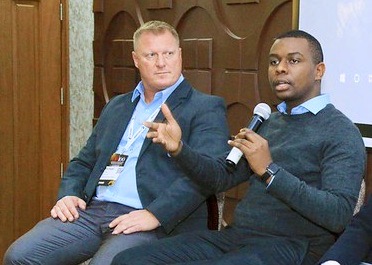 Michael Duffy (R) and Martin Kioko (L) during a panel