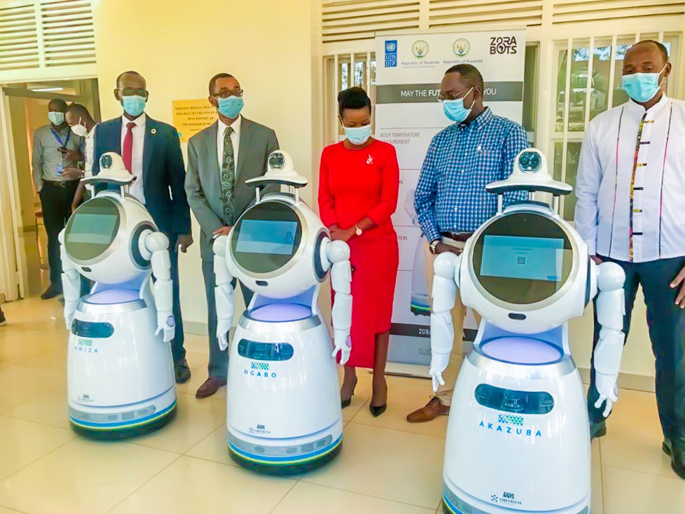 Government Representatives in Rwanda receive robots to be used in