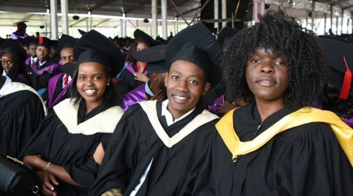 University students at a graduation ceremony