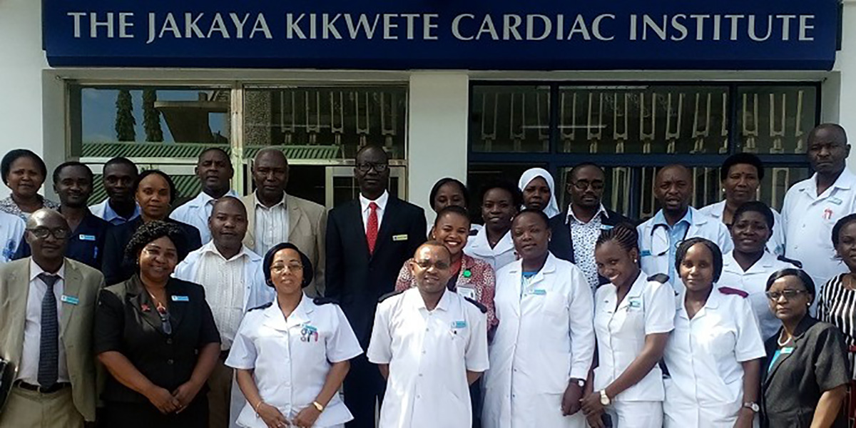 Staff at the Jakaya Kikwete Cardiac Institute in Tanzania pose