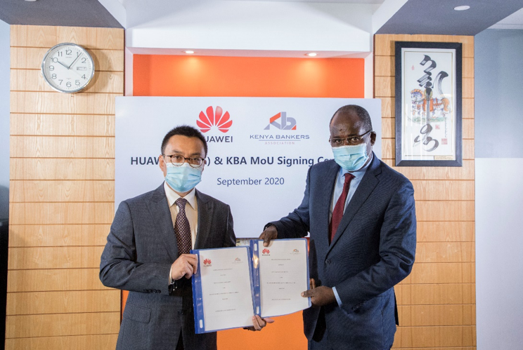 Kenya Bankers Association CEO Dr. Habil Olaka and Huawei Kenya