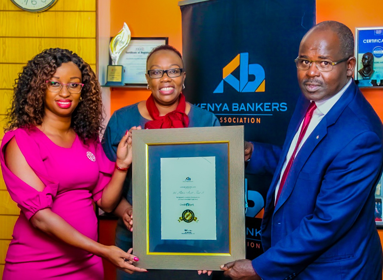 Monica Chege, Credit Bank's Senior Manager, Marketing and Communications (left),