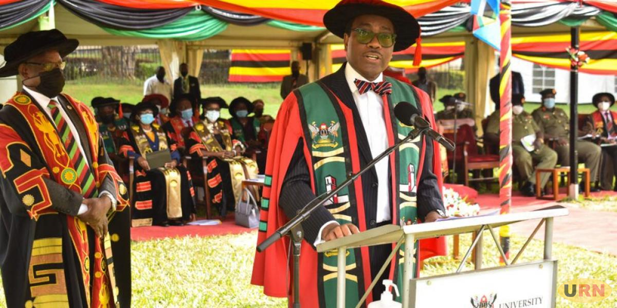 AfDB President Akinwumi Adesina delivering an acceptance speech after be awareded with a Honrary Degree of letters of Makerere University