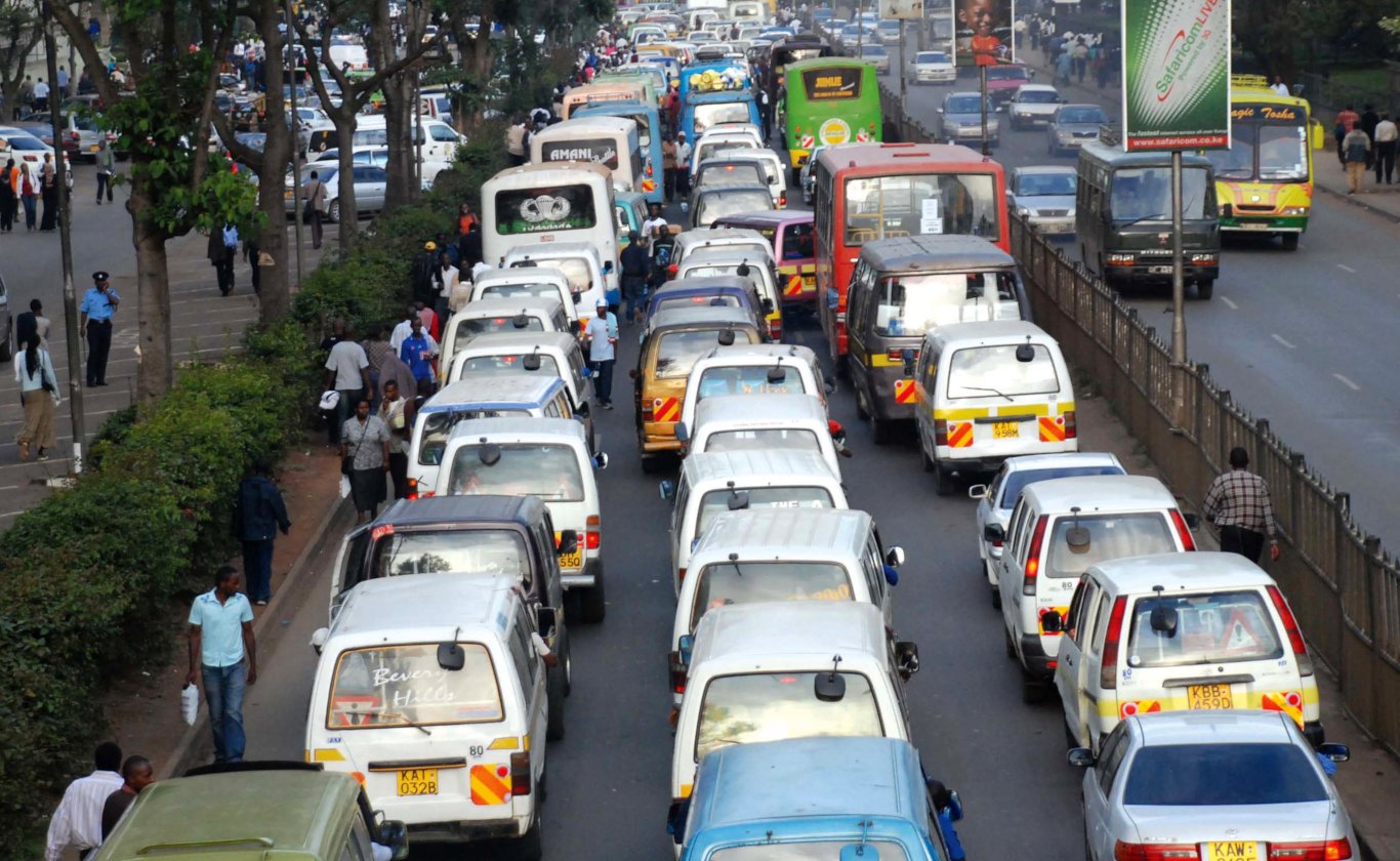 Motorists along busy superhighway in Nairobi