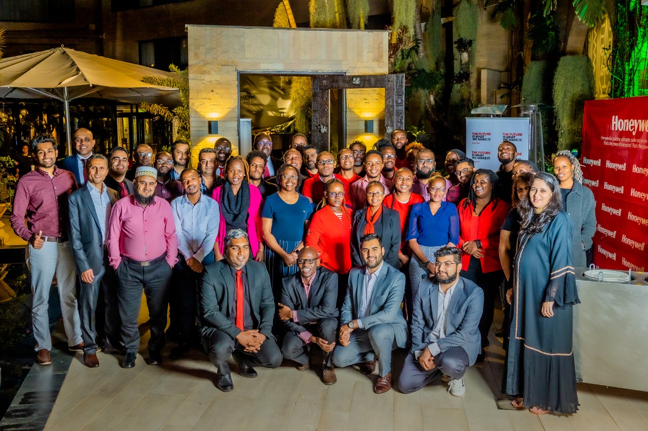 Honeywell's partners pose for a group photo at the Tribe Hotel in Village Market, Nairobi, Kenya