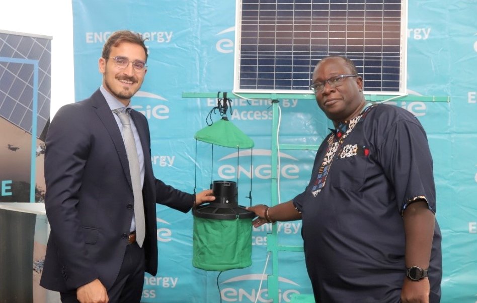 Engie Energy Access Country Director Fredrick Noballa (right) and Pre-Mal