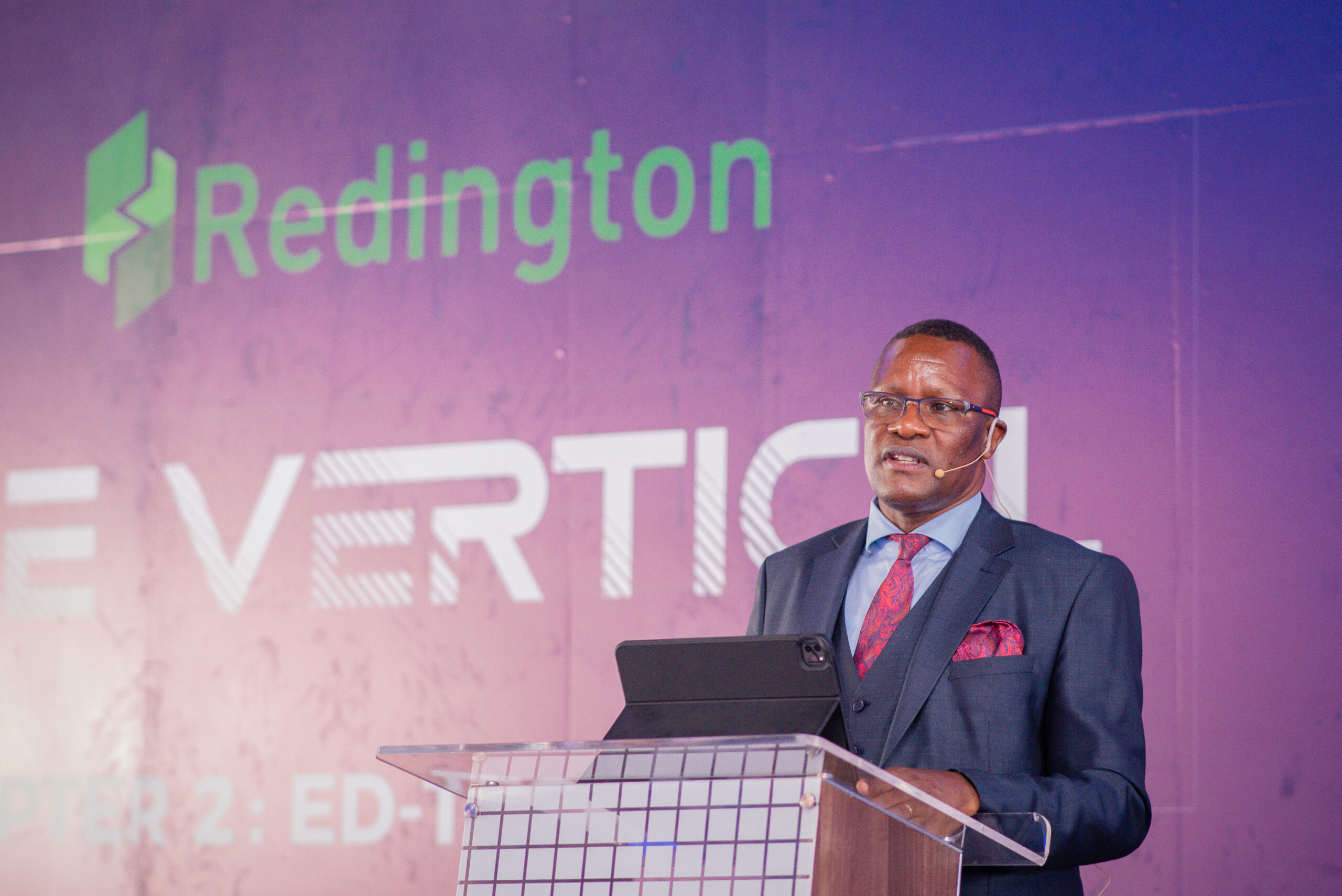 Eluid Owalo, Kenya's Cabinet Secretary, Ministry of ICT, Innovation and Digital Economy addressing delegates at The Vertical: Ed-Tech Summit held at the Mövenpick Hotel & Residences in Nairobi on Thursday [Photo: dx5]