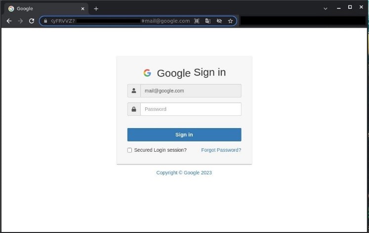 HTML page used for phishing