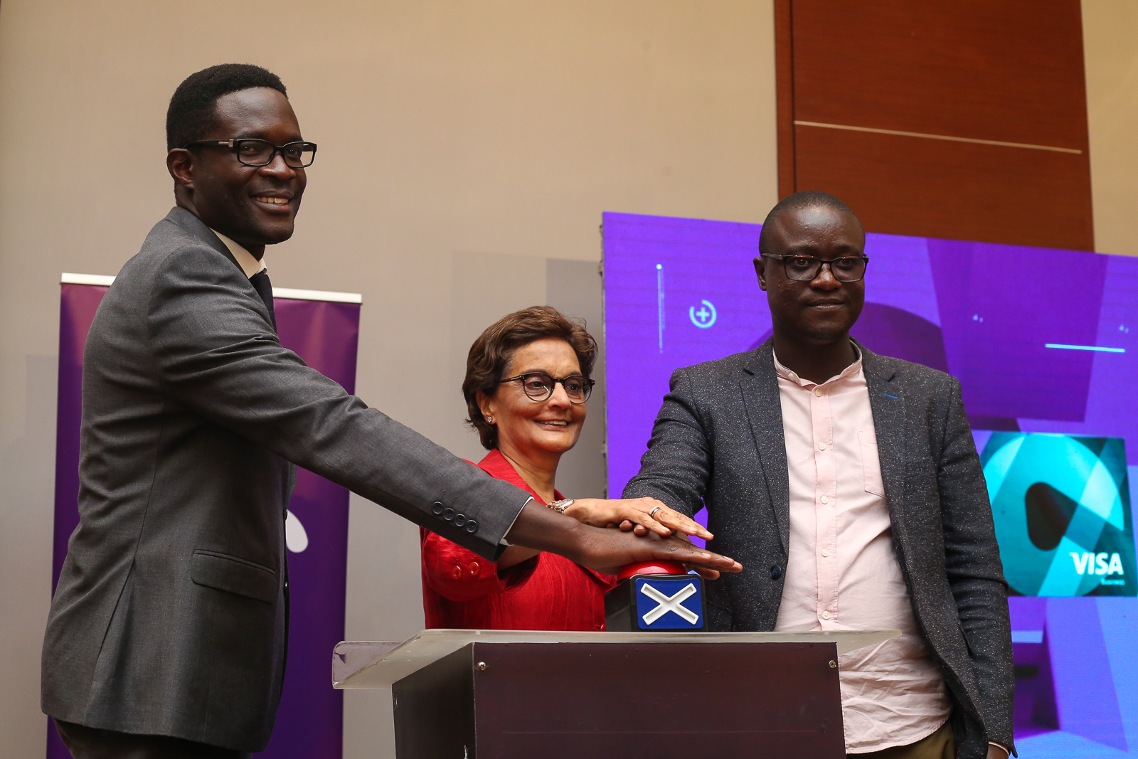 From Left: Ezra Chiloba, CEO Communications Authority of Kenya, Nasim Devji, CEO DTB, Alphas Sinja, CEO BOYA during the launch of BOYA’s virtual expense card