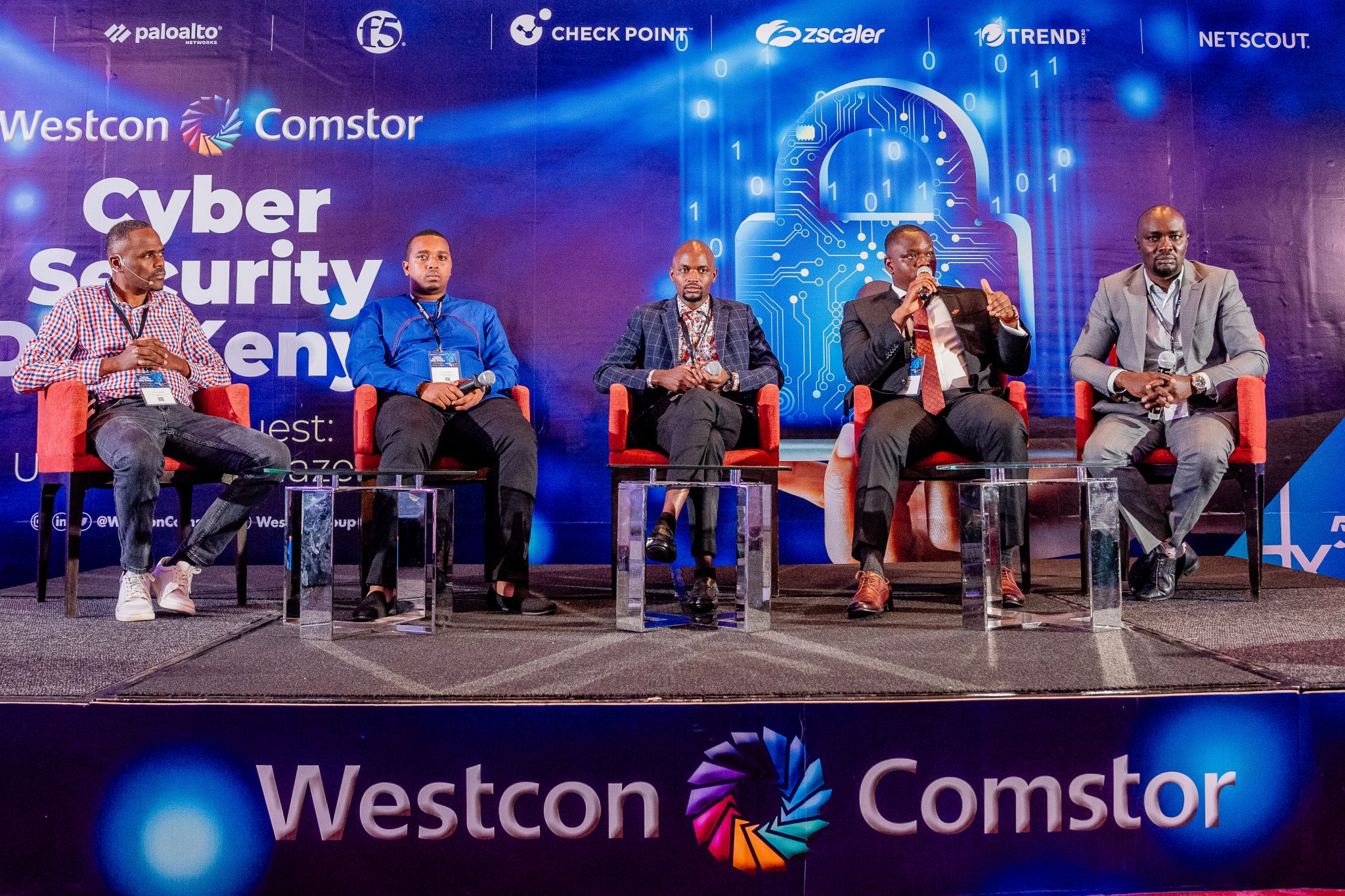 From L-R: Francis Mwangi Wokabi, Fraiser Kilonzo, Anthony Kiragu, Shalom Onyibe, and Thomas Njuguna at the Westcon-Comstor Cyber Security Day