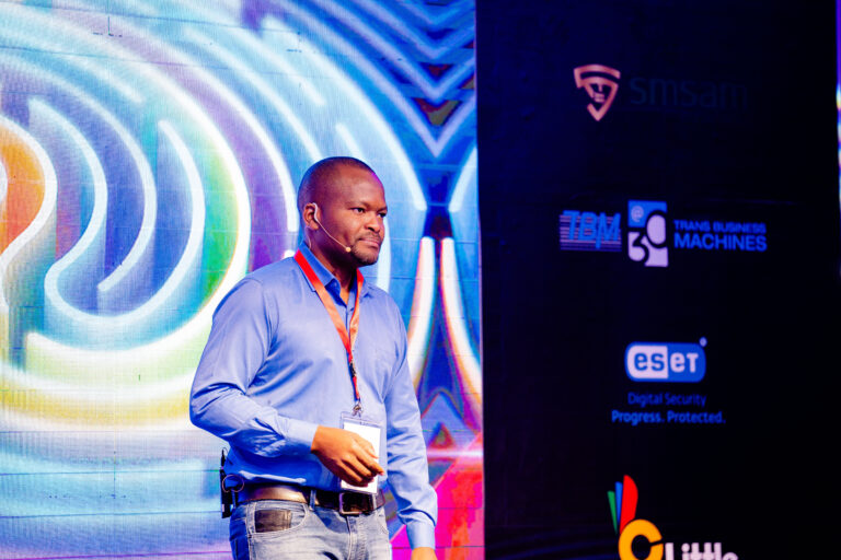 Richard Muthua, the Executive Head – Cloud and Security at Liquid C2, giving his keynote presentation at the Africa CISO Summit. [PHOTO: Grahamme Kimani]