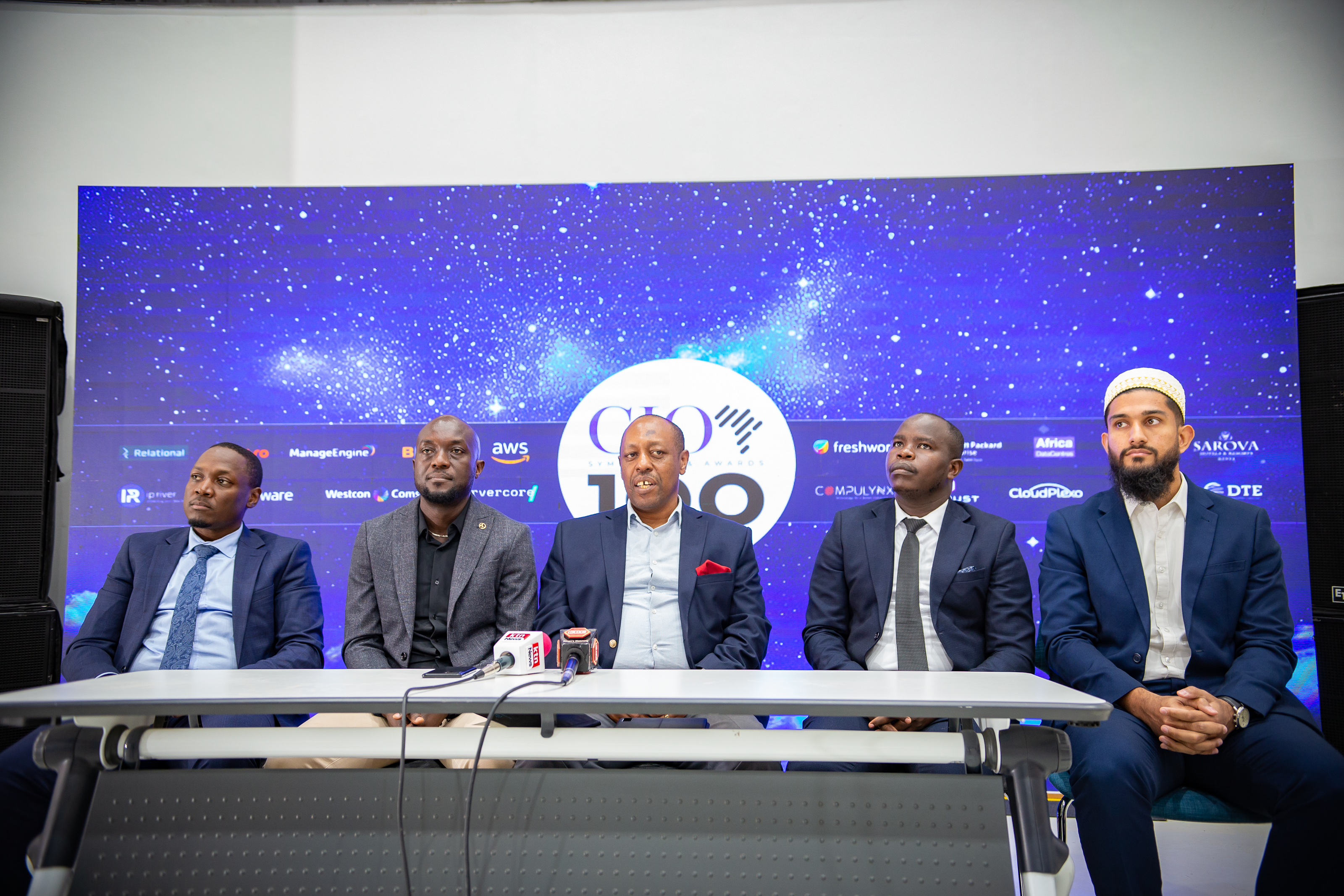 L-R, Charles Washika, Director ICT and Innovations at Cooperative Bank Kenya, Kenneth Ogwang, Head of Digital and Technology at Diageo and East African Breweries Limited (EABL), Andrew Karanja, Director, dx5, Gilbert Mutai, CIO, Car & General, Ammar Abdullabai- Head Business Development, Computer Pride