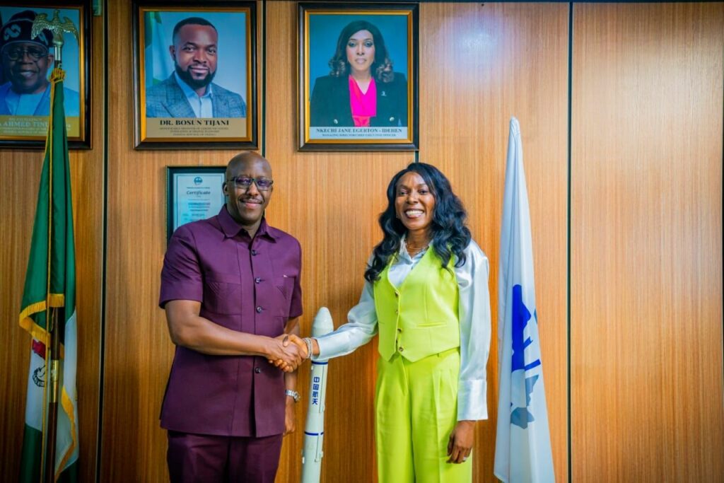 Director General of the Kenya Space Agency, Brigadier (Rtd.) Hillary Kipkosgey and NIGCOMSAT MD, Jane Egerton-Idehen