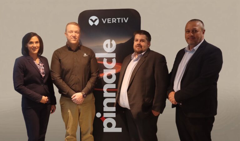 (from l-r) Natasha Snyman, commercial sales manager, Pinnacle ICT; Henry Myburgh, senior regional account manager Southern Africa, Vertiv; Richard Lace, business unit manager, Pinnacle ICT; and Mark Ridley, channel sales manager, Pinnacle ICT.