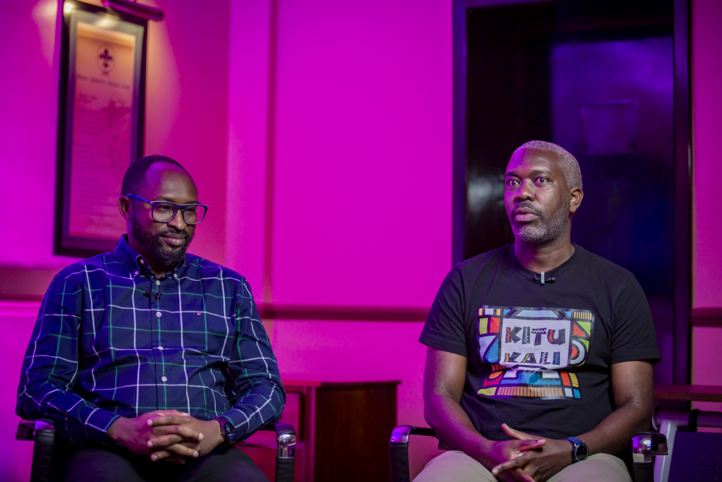 Francis Thairo (Right), who heads Innovation and Technology Solutions at Kyoshinet, and Ahmed Atere, director and co-founder of MEED Networks Ltd in Nigeria. [PHOTO: Samuel Mwangi for CIO Africa]